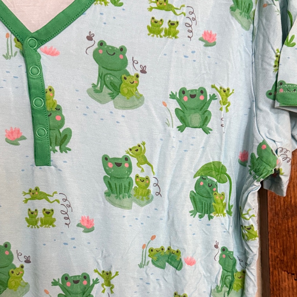 Little Sleepies Blue Frog Pajama Top - Picture 3 of 3